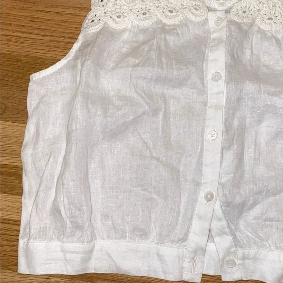 Madewell White Sleeveless Button-Up Top with Crochet Detail size 4 NWT - Picture 3 of 5